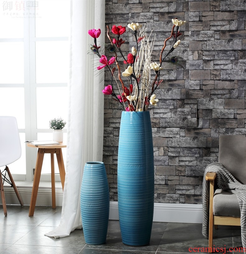 Jingdezhen ceramic furnishing articles hand - made big dried flower vase planting Chinese office sitting room porch decoration craft gift - 596333797885