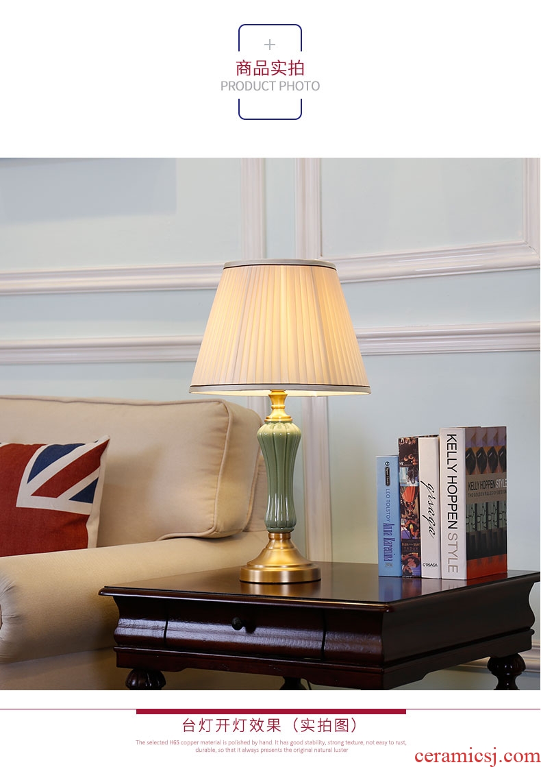 American whole copper ceramic desk lamp towns luxurious sitting room show originality of bedroom the head of a bed decoration European romantic warmth