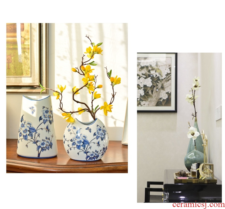 Murphy jingdezhen classical crescent ceramic vases, new Chinese style living room show soft adornment flower arranging, furnishing articles