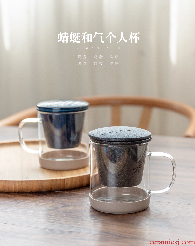 Glass ceramic filter tea cup with lid office keller household ultimately responds kongfu tea cups water