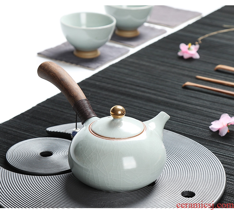 Side as the of your up kung fu tea set ceramic teapot single pot of ebony handle Side filtration pot of the pot of single pot