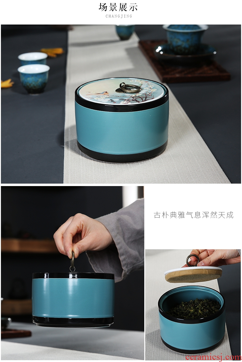 Auspicious edge caddy fixings ceramic medium, tassel Chinese wind restoring ancient ways seal POTS home tea POTS