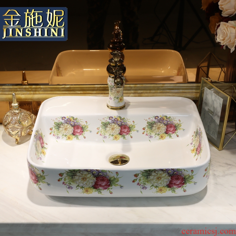 Ou rose stage basin rectangle lavabo home for wash gargle ceramic wash basin to trumpet art on the balcony