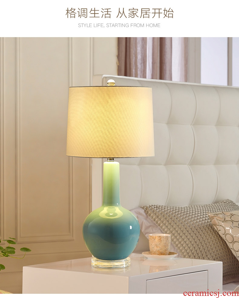 American simple atmospheric ceramic desk lamp lamp of bedroom the head of a bed the new modern Chinese study suet jade large living room