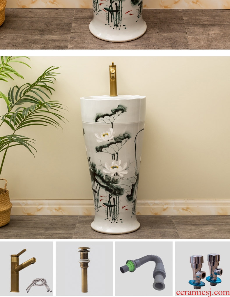 Lotus ceramic column basin floor type restoring ancient ways an outdoor courtyard lavatory toilet lavabo