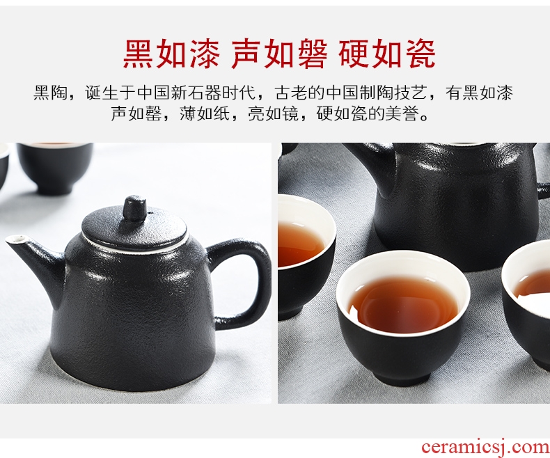 Fit the solid wood cabinet ceramic cups kung fu tea tray tea sets tea sea Japanese contracted household purple sand tea set