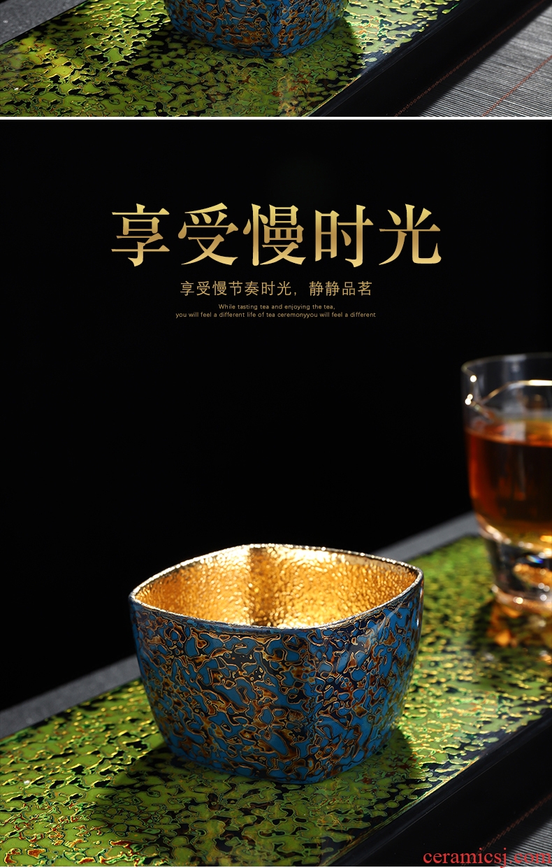 Recreational product lacquer tea pure manual Chinese lacquer violet arenaceous gold cup of kung fu tea cup single master cup ceramic gifts