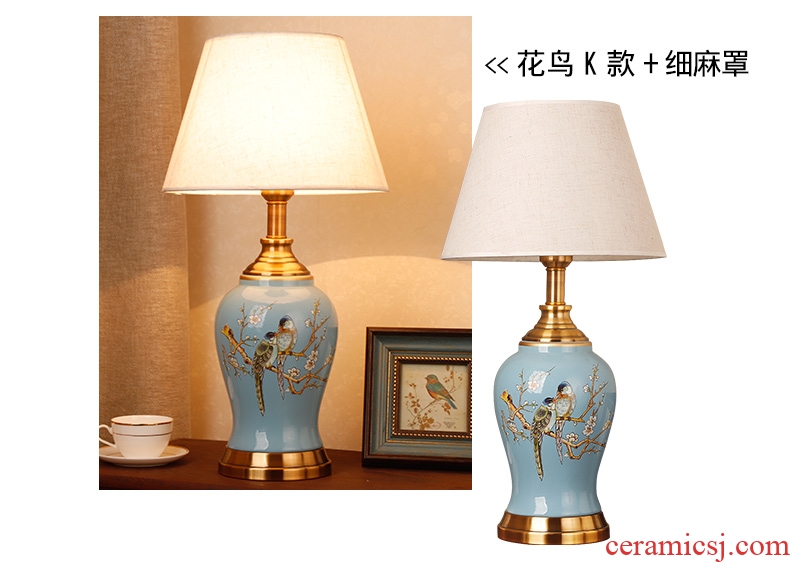 New Chinese style ceramic desk lamp classical home sitting room bedroom study bedroom adornment wedding carried this bedside lamp