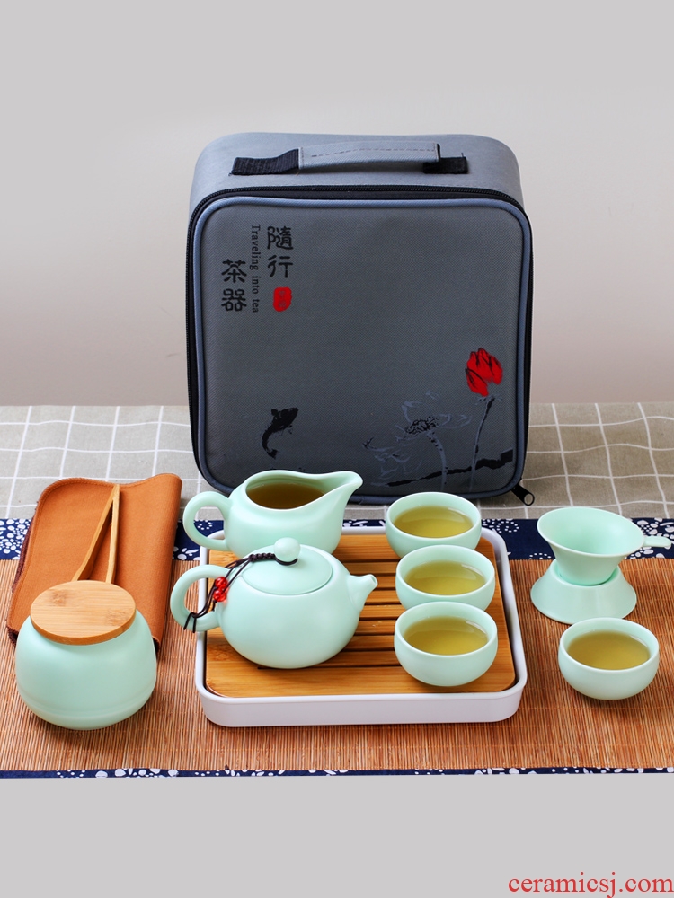 Travel kung fu tea set porcelain crack cup home your up with a pot of 22 man is suing portable bag in ceramics