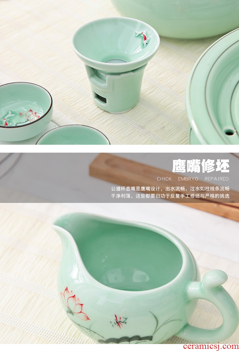The high time household celadon kongfu tea cup lid bowl set ceramic gifts gift boxes Chinese style