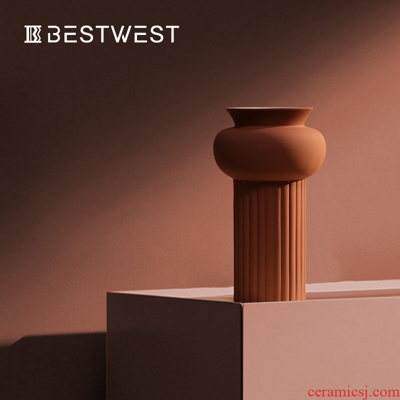 BEST WEST light ceramic vases, large key-2 luxury geometry model room soft adornment ornament furnishing articles designer
