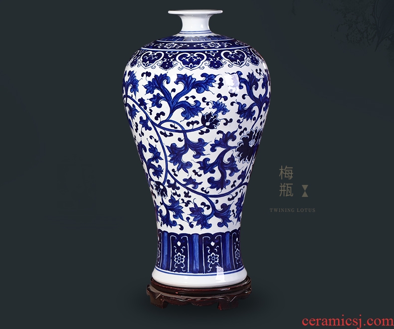Jingdezhen ceramics hand - made large blue and white porcelain vase by 1 m 2 patterns sitting room place a housewarming gift - 587005840998