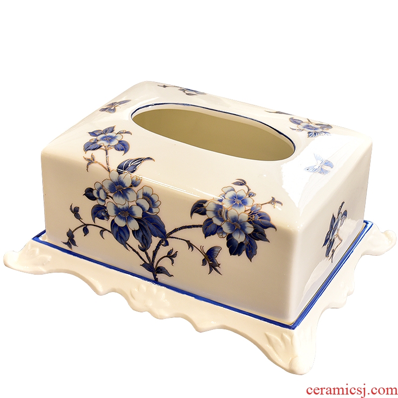 Murphy's new Chinese style ceramic paper towel box of American rural household adornment bedroom living room table smoke box furnishing articles