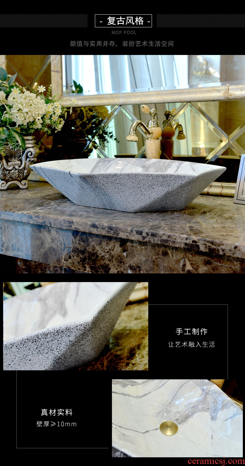 Nordic ceramic art square number happens stage basin bathroom sink European creative stage basin that wash a face