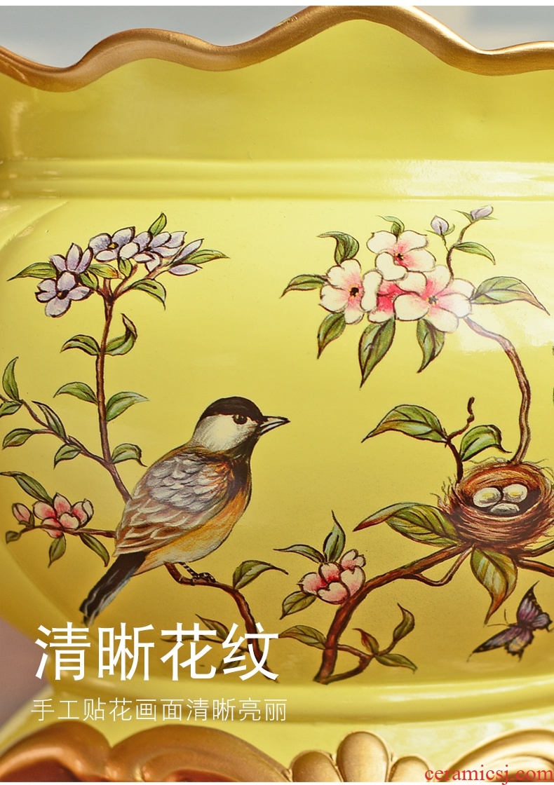 Jingdezhen ceramic vase landing, TV ark, yellow large dry flower arranging I and contracted sitting room adornment furnishing articles - 570130368677