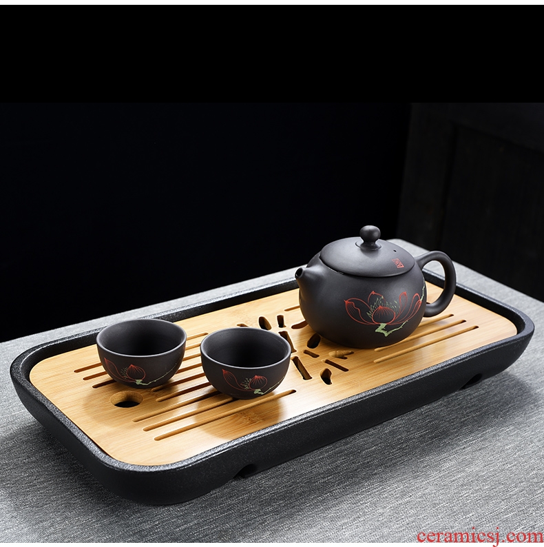 Beauty cabinet household ceramic tea tray storage simple type dry tea saucer dish rectangular tea sea contracted tea sets