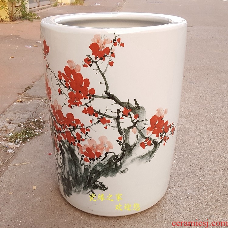 Dust heart of jingdezhen ceramic hand - made ground vase painting and calligraphy scrolls cylinder calligraphy and painting barrel receive tube umbrella barrel arrows
