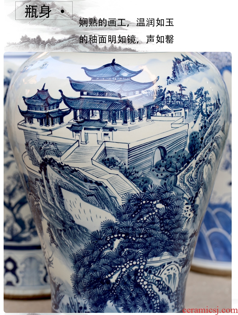 Jingdezhen ceramic general blue and white porcelain pot landscape furnishing articles the receive the study decorate the sitting room porch Chinese vessels