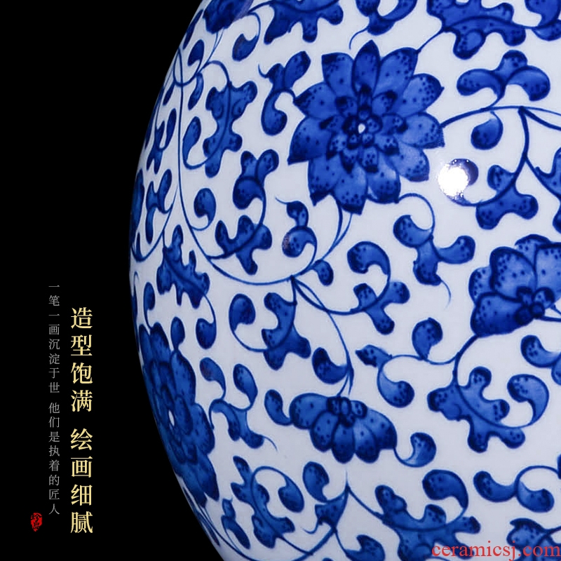 Jingdezhen ceramics archaize sitting room porch Chinese style household adornment bedroom table of blue and white porcelain vase furnishing articles