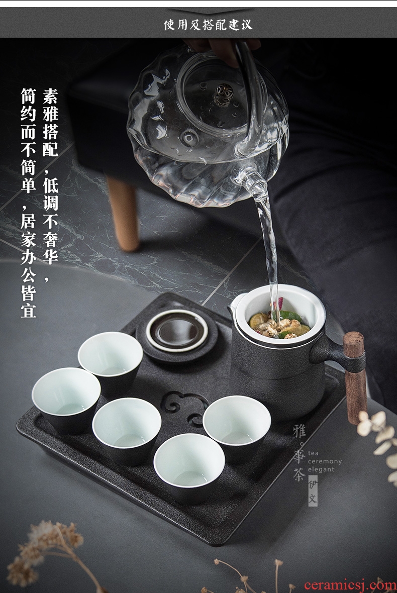 Evan ceramic kung fu tea set office home teapot tea tray box in a pot of five cups of a complete set of belt