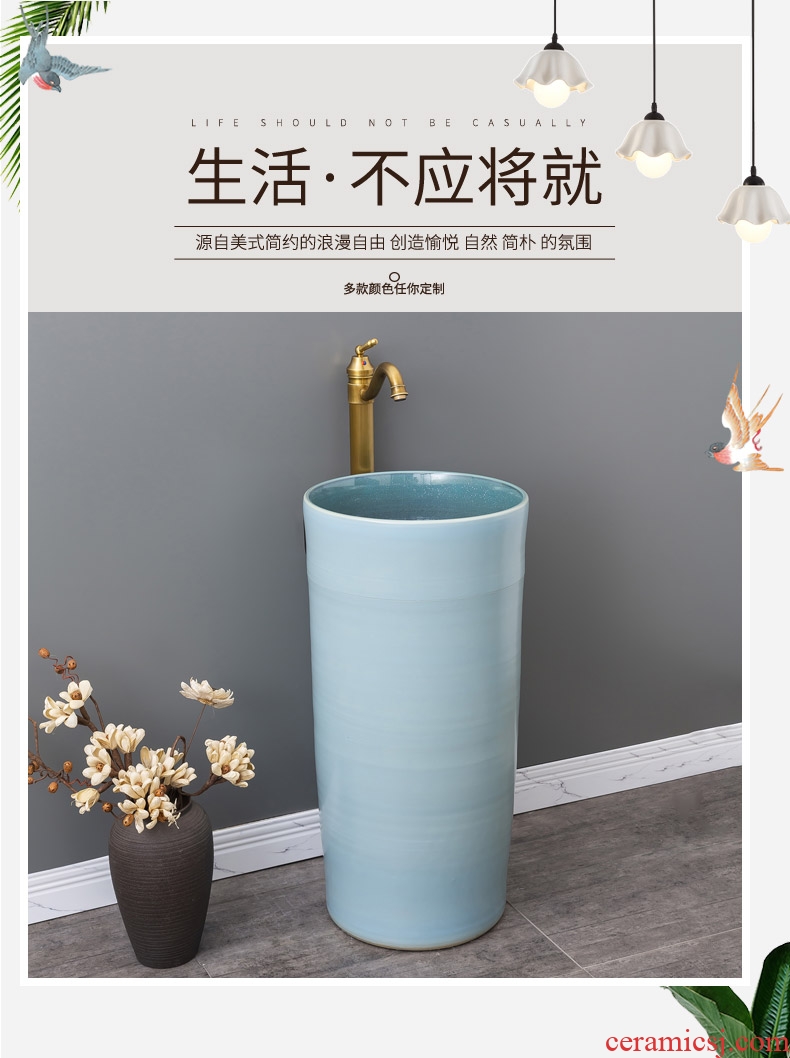 Ceramic column type lavatory basin of contemporary and contracted floor one column family of small family toilet lavabo
