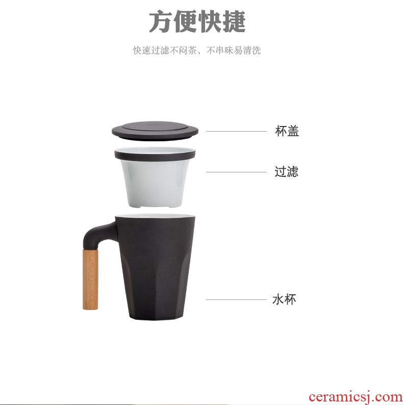 Ceramic filter with cover the tea cups separation mercifully office cup kung fu household take water cup to customize logo