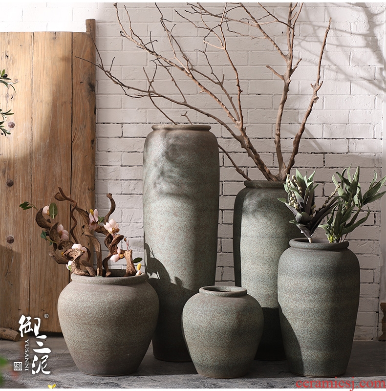 Jingdezhen ceramics vase large see colour blue glaze rich ancient frame decoration of new Chinese style living room office furnishing articles - 581161368355