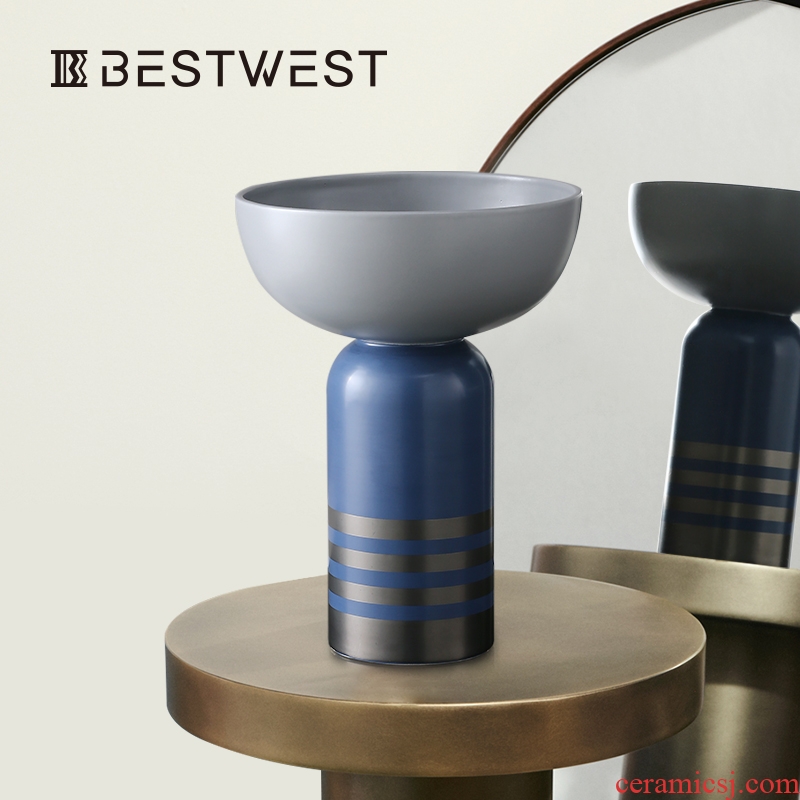 BEST WEST designer large ceramic vase model room light soft decoration decoration key-2 luxury furnishing articles ideas