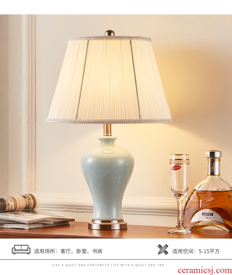 Ceramic lamp lamp of bedroom the head of a bed American contracted marriage room sweet carried restoring ancient ways of I sitting room adornment lamps and lanterns