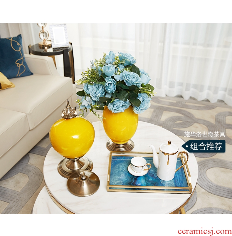 Imitation of classical jingdezhen ceramics celadon art big vase retro ears dry flower vase creative furnishing articles - 550394456361