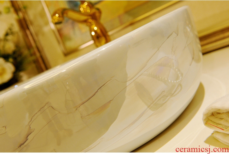 Jingdezhen ceramic stage basin art square toilet lavatory sink basin oval restoring ancient ways