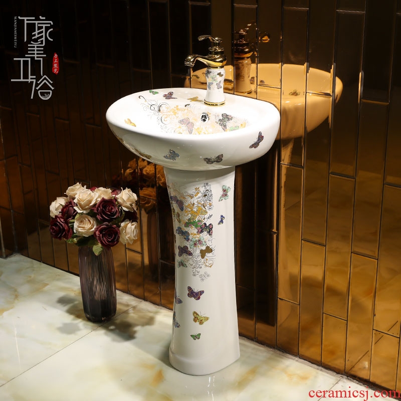 Continental basin of pillar type lavatory balcony column ceramic floor sink basin integrated is suing the sink
