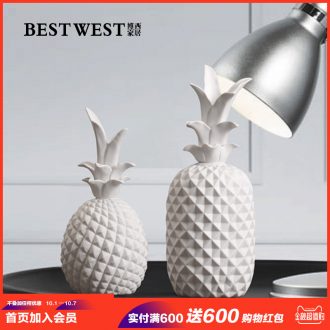 【 for 】 pineapple furnishing articles matte white ceramic soft adornment ornament adornment of contemporary and contracted sitting room wine