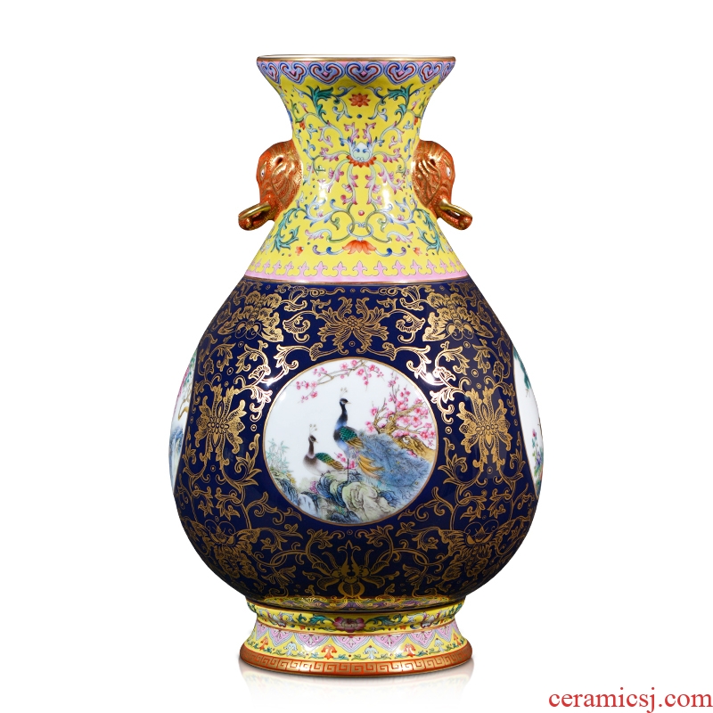 High - quality goods city of jingdezhen porcelain qianlong pastel the blue paint on three sides open the elephant bottled act the role ofing is tasted furnishing articles