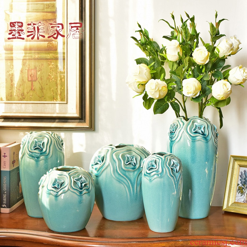 Murphy 's European modern creative ceramic flower vases, hand knead ice crack glaze sitting room bedroom home furnishing articles floral outraged