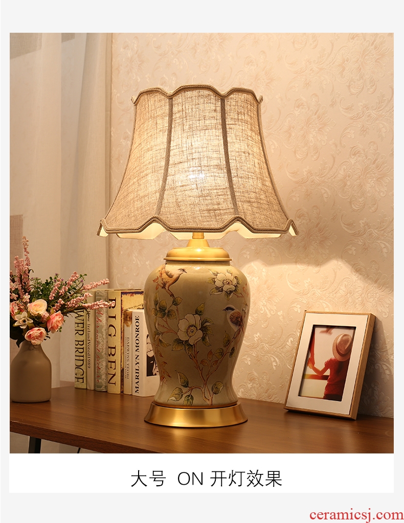 The Desk lamp of bedroom the head of a bed lamp sitting room corner several European rural new Chinese style restoring ancient ways American key-2 luxury full copper ceramic lamp
