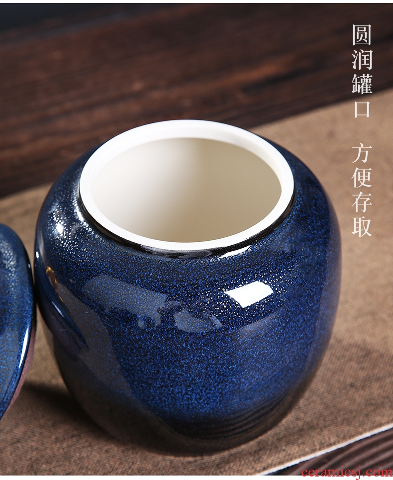 Auspicious edge caddy fixings ceramic large red glaze, a kilo is installed seal storage POTS of tea packaging household