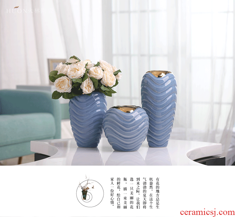 American light key-2 luxury modern Nordic golden vases, ceramic flower arrangement luxurious sitting room porch TV ark, home furnishing articles