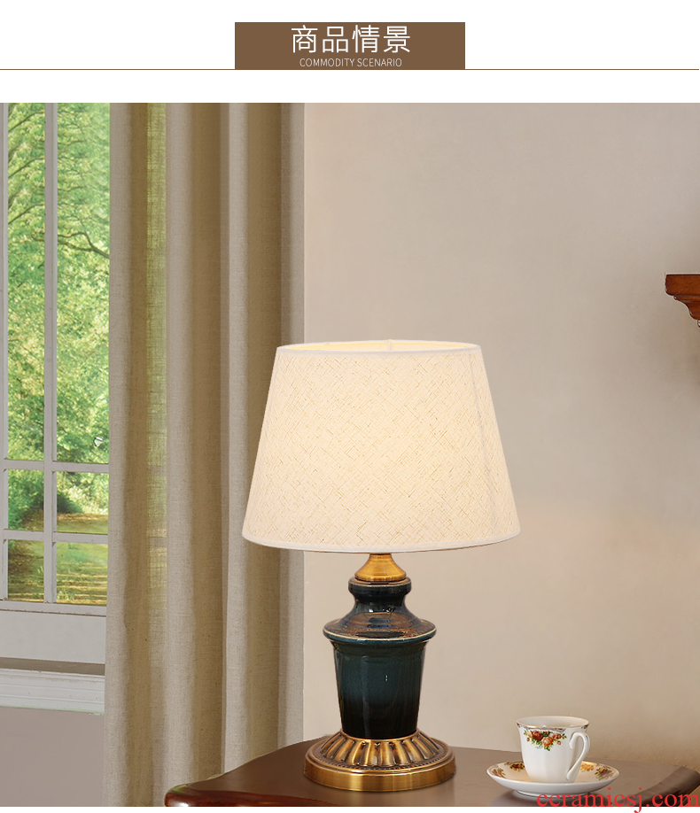 Married married the desk lamp of bedroom the head of a bed lamp American creative living room lamp light the luxury of ceramic cloth art adornment lamps and lanterns