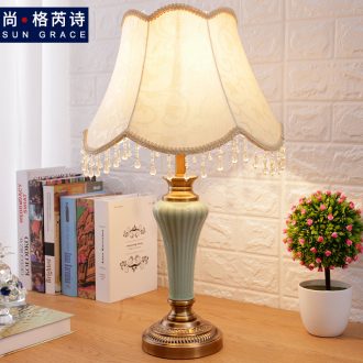 Europe type desk lamp of jingdezhen ceramic lamp of bedroom the head of a bed creative romantic home sweet adornment contracted fashion and personality