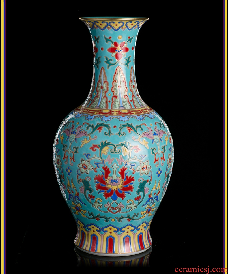 Jingdezhen ceramic vase enamel vase peach yellow glaze floor vase home sitting room hotel furnishing articles - 572664062591