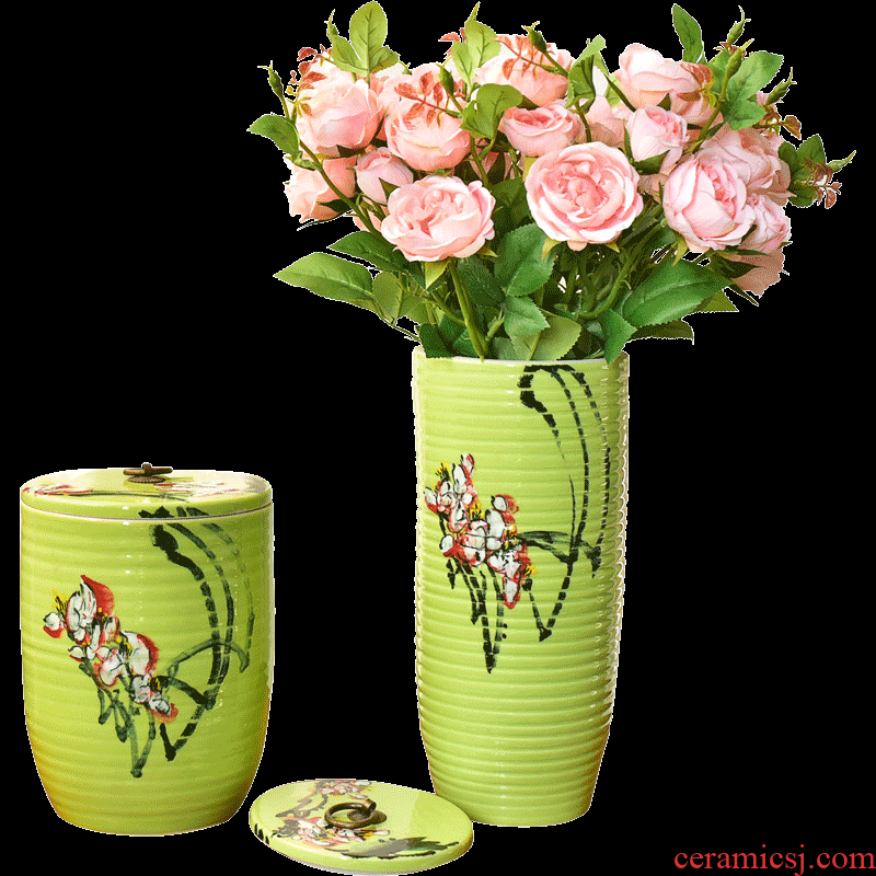 Murphy jingdezhen hand-painted ceramic vase furnishing articles new Chinese creative storage tank caddy candy jar