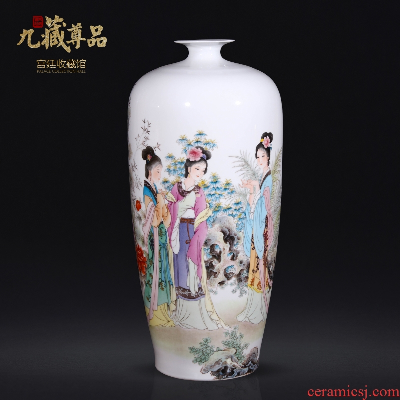 Jingdezhen ceramics dong-ming li hand-painted pastel vase Chinese style living room porch home decoration crafts