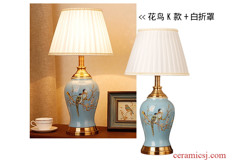 New Chinese style ceramic desk lamp classical home sitting room bedroom study bedroom adornment wedding carried this bedside lamp