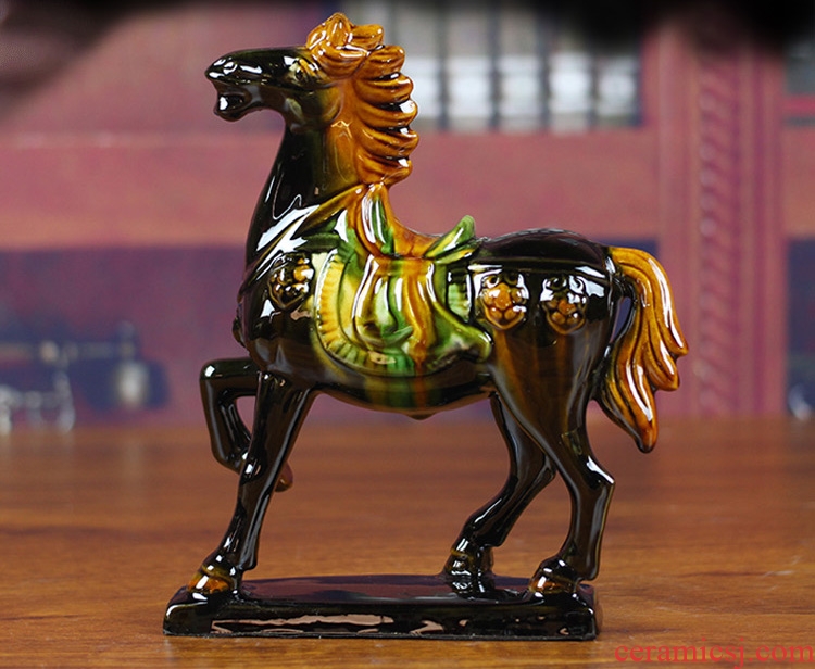 Dust heart tang sancai horse eight steed furnishing articles of handicraft ceramic feng shui plutus home sitting room adornment