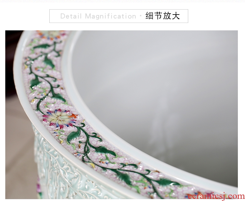 Jingdezhen ceramic aquarium carved lotus landing large book room office furnishing articles calligraphy and painting scroll to receive