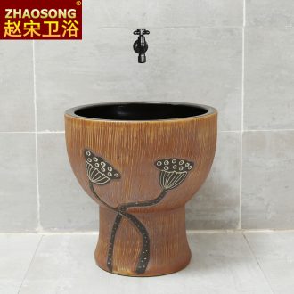 Chinese style restoring ancient ways ceramic conjoined balcony mop pool round mop pool household mop basin outdoor toilet water tank