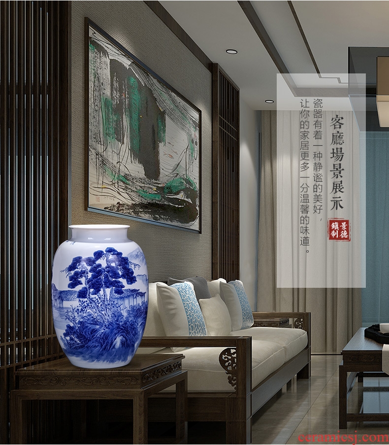 Jingdezhen ceramics pastel landscapes of large vases, Chinese style living room home TV ark adornment furnishing articles - 602227015372