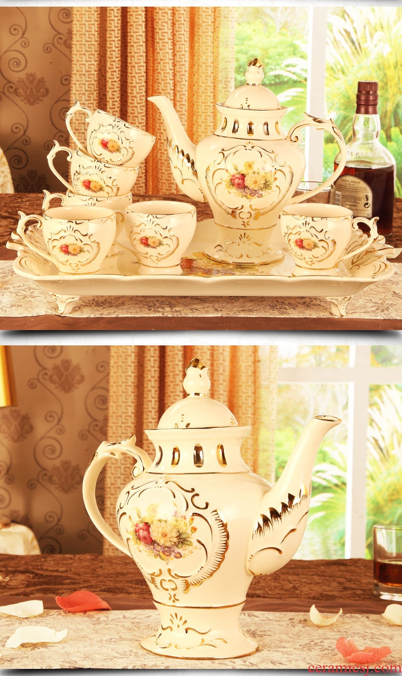 Vatican Sally 's European ceramic tea set with tray was home English afternoon tea cup suit small key-2 luxury
