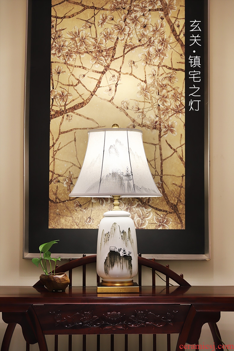 Large new Chinese style lamp ceramic decoration art Chinese wind landscape contracted sitting room porch study town house, lamps and lanterns